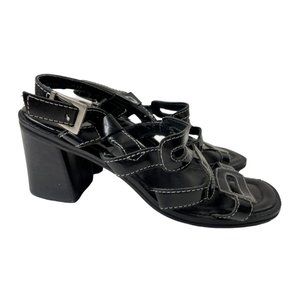 Arizona Jean Co. Women's Y2K Black 90s Faux Leather Heeled Sandals Size 8